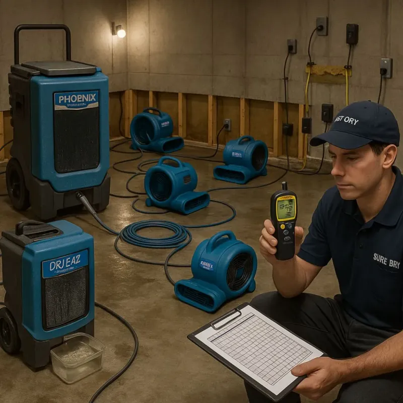 Structural Drying and Dehumidification process in Lewiston, CA